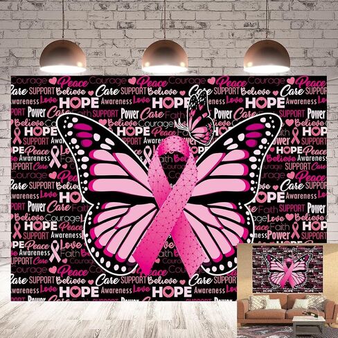 Breast Cancer Awareness Backdrop October Pink Ribbon Breast Cancer Photography Background Breast Cancer Charity Activities Home Office Party Awareness Decorations 8x6FT in Saudi Arabia