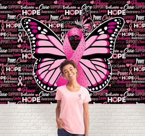 Breast Cancer Awareness Backdrop October Pink Ribbon Breast Cancer Photography Background Breast Cancer Charity Activities Home Office Party Awareness Decorations 8x6FT in Saudi Arabia
