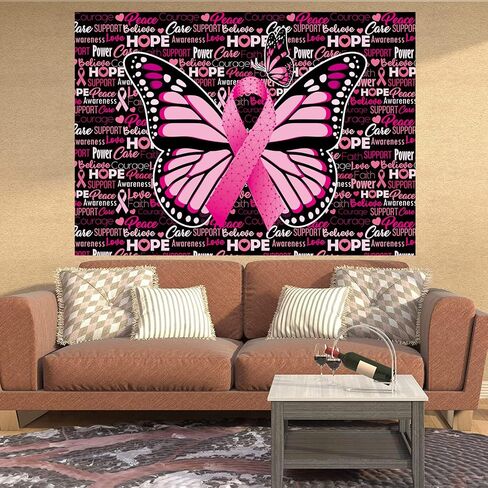 Breast Cancer Awareness Backdrop October Pink Ribbon Breast Cancer Photography Background Breast Cancer Charity Activities Home Office Party Awareness Decorations 8x6FT in Saudi Arabia