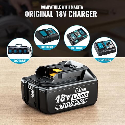 استبدال بطارية Ecarke 5.0Ah لبطارية ماكيتا 18 فولت متوافقة مع بطاريات 18 فولت BL1860B BL1850B BL1840B BL1830B BL1815B 2 حزم in Kuwait