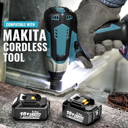 استبدال بطارية Ecarke 5.0Ah لبطارية ماكيتا 18 فولت متوافقة مع بطاريات 18 فولت BL1860B BL1850B BL1840B BL1830B BL1815B 2 حزم in Kuwait