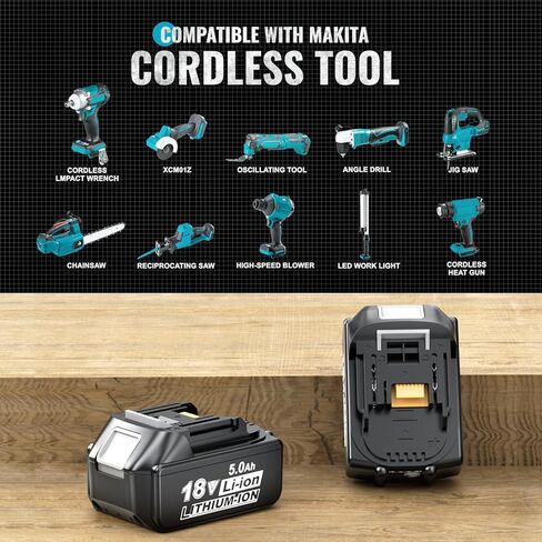 استبدال بطارية Ecarke 5.0Ah لبطارية ماكيتا 18 فولت متوافقة مع بطاريات 18 فولت BL1860B BL1850B BL1840B BL1830B BL1815B 2 حزم in Kuwait