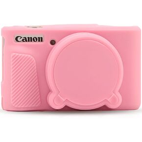 Camera Cover for Canon PowerShot SX730 HS, SX740 HS Digital Camera, Soft Silicone Protective Cover with Removable Lens Cap, Travel Camera Case for Photographers - Pink