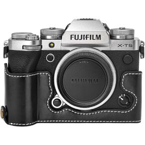 Rieibi Fuji XT5 Case - Quality PU Leather Half Case for Fujifilm X-T5 Digital Camera - Body Protective Grip Case for Fuji XT5 X-T5, Brown, Beauty Case