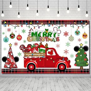Mouse Christmas Backdrop Decoration,Merry Christmas Photography Background Backdrop for 2023 Cartoon Mouse Theme Xmas Winter Holiday Supplies