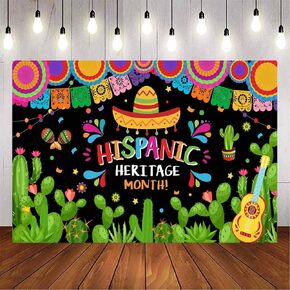Hispanic Heritage Month Backdrop Latin American Spanish Classroom Photo Backdrops National Hispanic Heritage Month Party Decorations Photography Background 70.8x43.3 inch