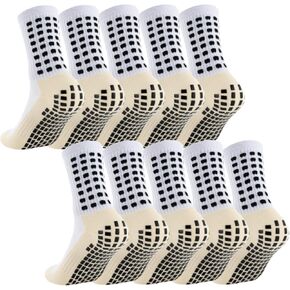 5 Pack Men's Soccer Socks Anti Slip Non-Slip Grip Pads for Football Basketball Sports Grip Soccer Socks