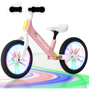 12" Toddler Balance Bike,Age 2-5 Years Old Colorful Lighting Balance Bike,Ultra Light Nylon Bike Frame,PU Tires, Gift for Boys Girls