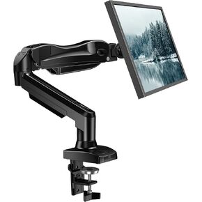 HUANUO Single Monitor Mount, 13 to 30 Inch Gas Spring Monitor Arm, Adjustable Stand, Vesa Mount with Clamp and Grommet Base - Fits 4.4 to 14.3lbs LCD Computer Monitors