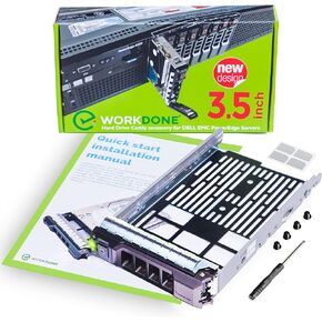 WORKDONE 3.5 inch Hard Drive Caddy Tray Compatible for Dell PowerEdge Servers - SAS SATA HDD Adapter Sled - Handle Busy Schedule - Easy Setup with Detailed Manual - Your Saved Time is Priceless