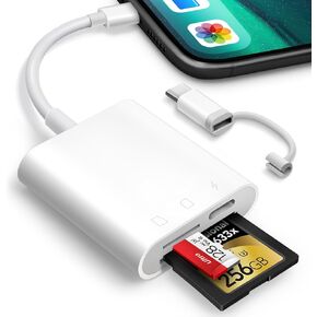 SD Card Reader for iPhone iPad,Oyuiasle Trail Game Camera SD Card Viewer with Dual Slot for MicroSD/SD,Photography Memory Card Adapter,Plug and Play