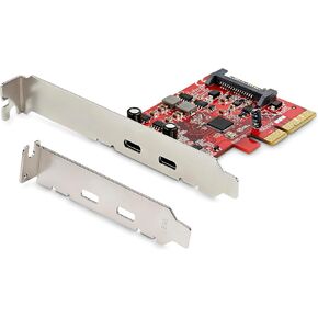 StarTech.com PCIe USB 3.1 Card - 2x USB C 3.2 Gen 2 (10Gbps) - PCIe Gen 3 x4 - ASM3142 Chipset - USB Type C PCI Express Card (PEXUSB312C3)