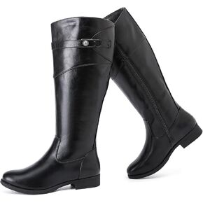 Women's Knee High Boots Wide Calf Comfortable Riding Combat Flat Boots and Fashionable for Fall and Winter Wear for Women.