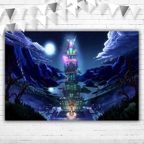 Luigi Mansion Backdrop 5x3ft Vinyl Luigi Mansion Themed Birthday Party Supplies Decorations Dark Moon Backdrop Cake Table Room Wall Decor Banner Photo Booth Background