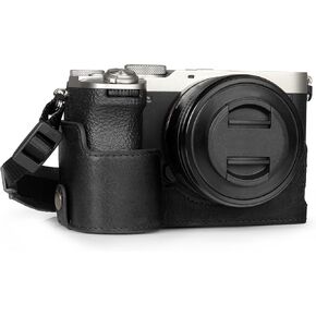 حافظة MegaGear نصف كاميرا من الجلد الطبيعي لهاتف Sony Alpha a7C Mark II - أنيقة وواقية - بني