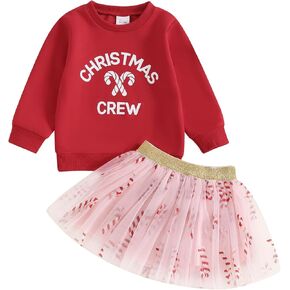 BemeyourBBs Toddler Girl Christmas Outfit Baby Girl Crewneck Sweatshirt Tutu Skirts Set Cute Little Girl Clothes