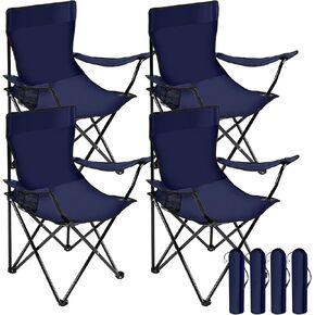 4 Pack Folding Camping Chairs with Carrying Bag Portable Lawn Chairs Lightweight Beach Chairs Outdoor Collapsible Chair with Mesh Cup Holder for Travel Outside Camp Beach Fishing Sports