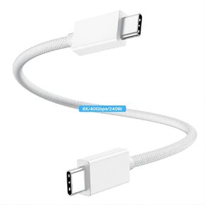 8K/4K USB C to USB C Monitor Cable 3.3FT, 40Gbps USB C Fast Data Transfer, USB C 3.2 Gen 2 Cable 240W Charging, USB C Cable Laptop to Monitor for MacBook Pro, iPad Pro 13/11,Lenovo,KYY White Woven