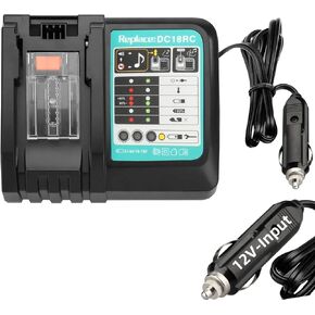 DC18RC Charger for Makita 18V14.4VBattery,Replacement for Makita 14.4V-18V Multi Voltage Battery DIY Car Charger Adapter,Rapid Batteries Chargeur,Portable Mini Fast Charger(Cigarette Lighter Plug)