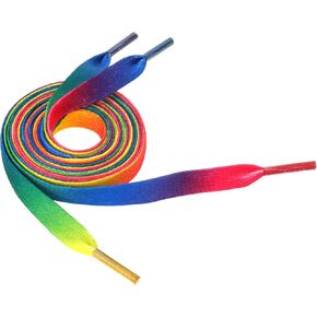 Giantree 4 Pairs Rainbow Shoe Laces, Colorful Fashion Sneakers Shoelaces, 120cm Flat Rainbow Gradient Shoe Laces for Adult
