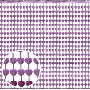 2pcs Pink and Purple Fringe Backdrop Light Purple Birthday Decoration Tinsel Party Backdrop Foil Fringe Curtain Tinsel Streamers Valentines Decorations for Wedding Engagement Bridal Baby Shower