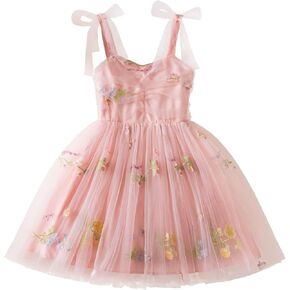 NNJXD Baby Girl Flower Embroidery Tulle Dress Elegant Toddler Birthday Party Dresses
