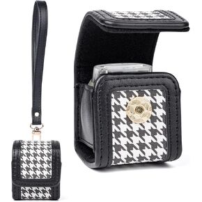 Adorable Storage Case Compatible with Fujifilm Instax Pal, Instax Pal Mini Case with Wrist Band - Plaid Black