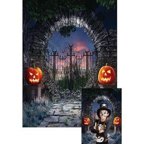 LTLYH 5x7Ft Halloween Photography Backdrop Halloween Haunted House Backdrop Halloween Pumpkin Elf Horrible Party Photo Backdrop 017