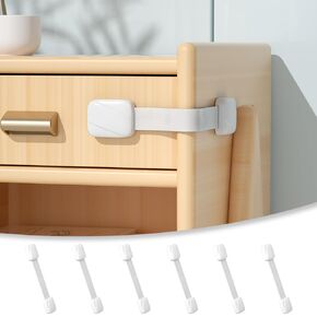 SAFELON 6 Pcs Baby Safety Drawer Latches,Childproof Locks for Cabinets,Toilets,Fridges,Cupboard,Oven,Easy to Install and Use (White)