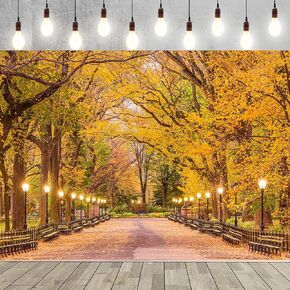 10x8ft Maple Trees Backdrop Autumn Forest Pathway Fallen Leaves Nature Landscape Photography Background Sunlight Morning Glow Harvest Party Camping Birthday Travel Wedding Photo Studio Prop