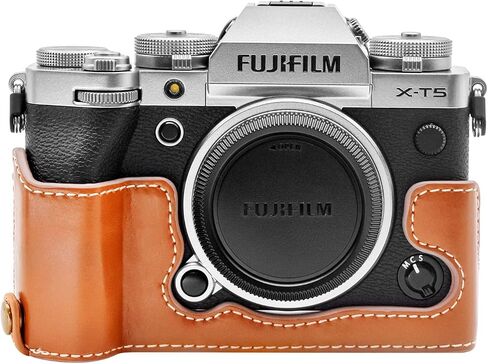 حافظة Rieibi Fuji XT5 - حافظة نصف مصنوعة من جلد البولي يوريثان عالي الجودة لكاميرا Fujifilm X-T5 الرقمية - حافظة واقية للجسم لهاتف Fuji XT5 X-T5، بنية، حقيبة تجميل in Saudi Arabia