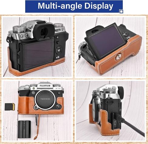 حافظة Rieibi Fuji XT5 - حافظة نصف مصنوعة من جلد البولي يوريثان عالي الجودة لكاميرا Fujifilm X-T5 الرقمية - حافظة واقية للجسم لهاتف Fuji XT5 X-T5، بنية، حقيبة تجميل in Saudi Arabia