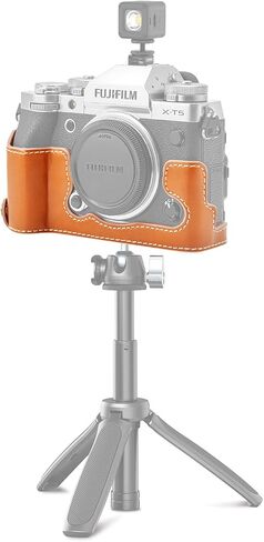 حافظة Rieibi Fuji XT5 - حافظة نصف مصنوعة من جلد البولي يوريثان عالي الجودة لكاميرا Fujifilm X-T5 الرقمية - حافظة واقية للجسم لهاتف Fuji XT5 X-T5، بنية، حقيبة تجميل in Saudi Arabia