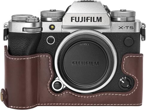 حافظة Rieibi Fuji XT5 - حافظة نصف مصنوعة من جلد البولي يوريثان عالي الجودة لكاميرا Fujifilm X-T5 الرقمية - حافظة واقية للجسم لهاتف Fuji XT5 X-T5، بنية، حقيبة تجميل in Saudi Arabia