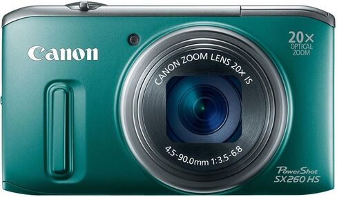 كاميرا Canon PowerShot SX260 HS 12.1 ميجابكسل CMOS الرقمية مع تكبير الصورة 20x وعدسة واسعة الزاوية 25 مم وفيديو عالي الدقة 1080 بكسل (أخضر) (متجدد) in Saudi Arabia