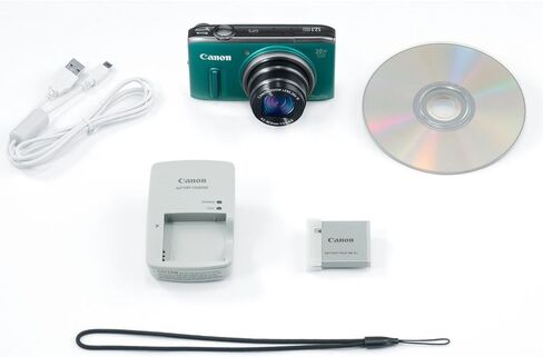 كاميرا Canon PowerShot SX260 HS 12.1 ميجابكسل CMOS الرقمية مع تكبير الصورة 20x وعدسة واسعة الزاوية 25 مم وفيديو عالي الدقة 1080 بكسل (أخضر) (متجدد) in Saudi Arabia