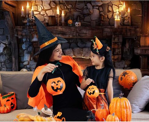 Halloween Fireplace Backdrop - 5x3ft Haunted Halloween Themed Decorations Spooky Stone Hearth Candles Skulls Banner Photography Parties Haunted House Photorealistic Indoor Decor in Saudi Arabia