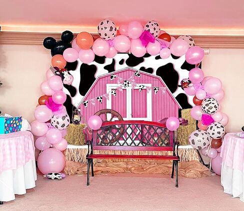 WGSFAGEVEN 7x5ft Cowgirl Backdrop Cow Print Backdrops Pink Barn Background Straw Barn Door Wood Background Western Country Farm Women Birthday Party Photo Booth Prop in Saudi Arabia