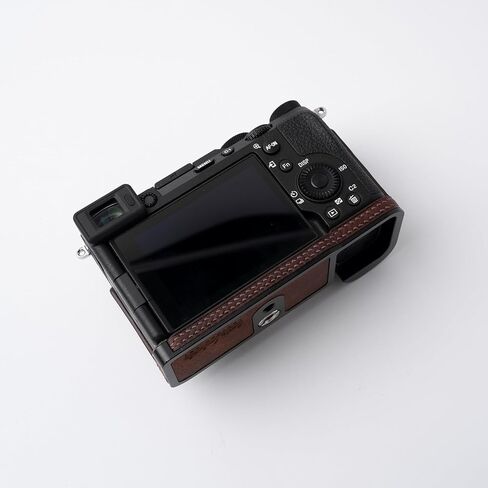 Camera Specialized Genuine Leather Half Case for Sony A7C Mark II A7C2 A7CR Alpha 7C II 7C2R - Top layer cowhide Body + Metal Base Plate 2-in-1 Design (Retro Coffee) in Saudi Arabia