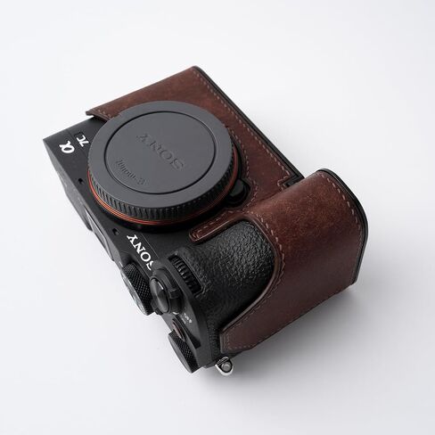 Camera Specialized Genuine Leather Half Case for Sony A7C Mark II A7C2 A7CR Alpha 7C II 7C2R - Top layer cowhide Body + Metal Base Plate 2-in-1 Design (Retro Coffee) in Saudi Arabia