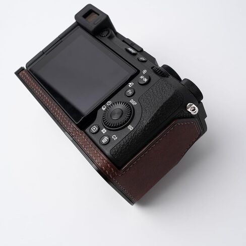 Camera Specialized Genuine Leather Half Case for Sony A7C Mark II A7C2 A7CR Alpha 7C II 7C2R - Top layer cowhide Body + Metal Base Plate 2-in-1 Design (Retro Coffee) in Saudi Arabia