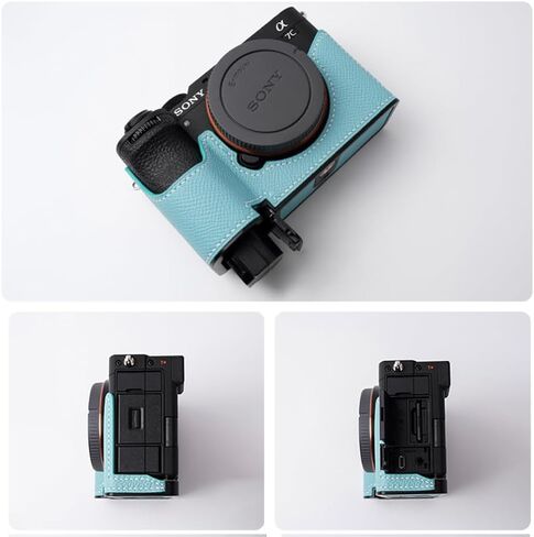 Camera Specialized Genuine Leather Half Case for Sony A7C Mark II A7C2 A7CR Alpha 7C II 7C2R - Top layer cowhide Body + Metal Base Plate 2-in-1 Design (Retro Coffee) in Saudi Arabia