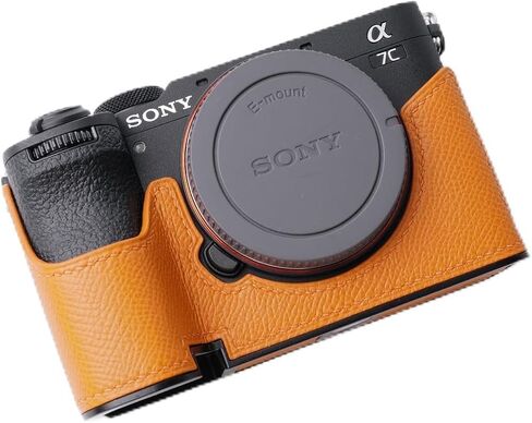 Camera Specialized Genuine Leather Half Case for Sony A7C Mark II A7C2 A7CR Alpha 7C II 7C2R - Top layer cowhide Body + Metal Base Plate 2-in-1 Design (Retro Coffee) in Saudi Arabia