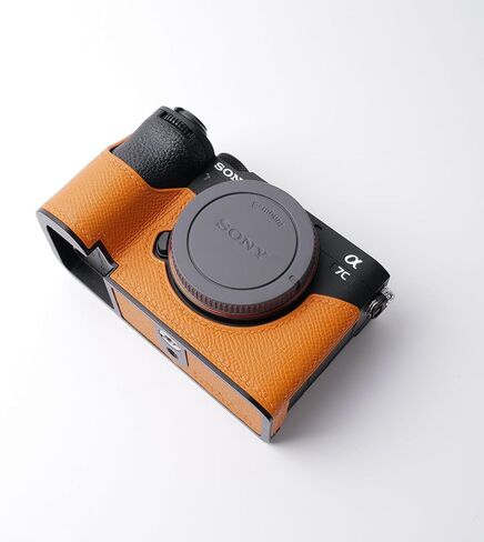 Camera Specialized Genuine Leather Half Case for Sony A7C Mark II A7C2 A7CR Alpha 7C II 7C2R - Top layer cowhide Body + Metal Base Plate 2-in-1 Design (Retro Coffee) in Saudi Arabia