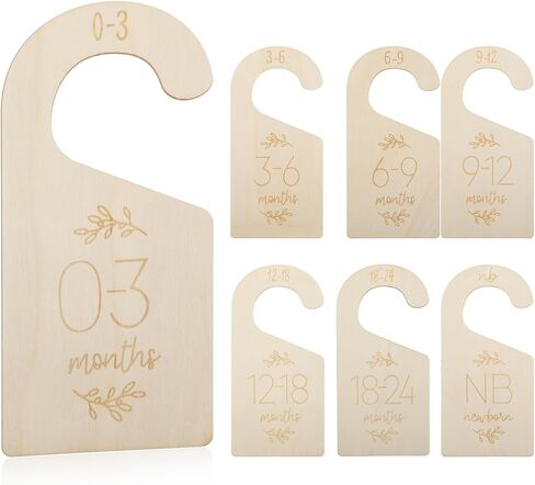 Sibba 7 Pcs Wooden Baby Closet Size Dividers Clothes Organizer Adorable Wooden Holder Size Hanger Double Sided Bracket Drawers Must Haves Boho Nursery Decor Room Decorations Storage Rack in Saudi Arabia