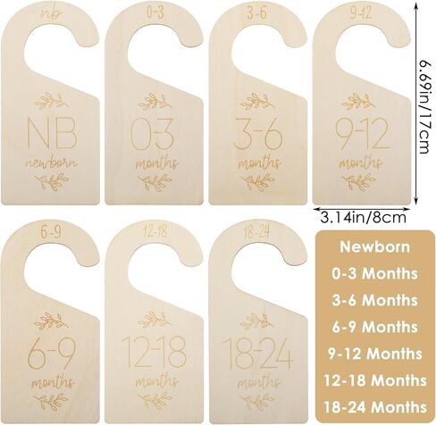 Sibba 7 Pcs Wooden Baby Closet Size Dividers Clothes Organizer Adorable Wooden Holder Size Hanger Double Sided Bracket Drawers Must Haves Boho Nursery Decor Room Decorations Storage Rack in Saudi Arabia