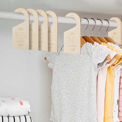 Sibba 7 Pcs Wooden Baby Closet Size Dividers Clothes Organizer Adorable Wooden Holder Size Hanger Double Sided Bracket Drawers Must Haves Boho Nursery Decor Room Decorations Storage Rack in Saudi Arabia