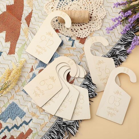 Sibba 7 Pcs Wooden Baby Closet Size Dividers Clothes Organizer Adorable Wooden Holder Size Hanger Double Sided Bracket Drawers Must Haves Boho Nursery Decor Room Decorations Storage Rack in Saudi Arabia