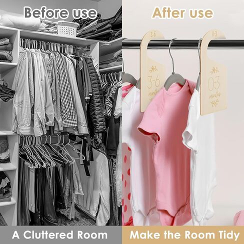 Sibba 7 Pcs Wooden Baby Closet Size Dividers Clothes Organizer Adorable Wooden Holder Size Hanger Double Sided Bracket Drawers Must Haves Boho Nursery Decor Room Decorations Storage Rack in Saudi Arabia