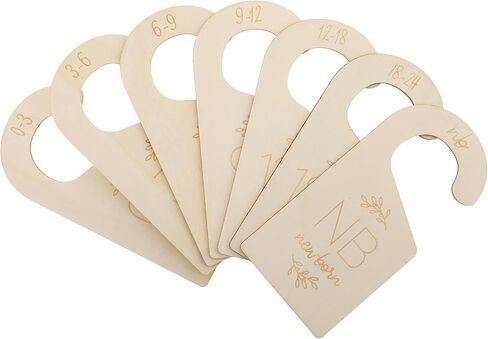 Sibba 7 Pcs Wooden Baby Closet Size Dividers Clothes Organizer Adorable Wooden Holder Size Hanger Double Sided Bracket Drawers Must Haves Boho Nursery Decor Room Decorations Storage Rack in Saudi Arabia